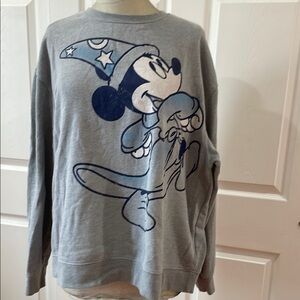 Disney Gray Crewneck Sweater with Mickey Mouse Design